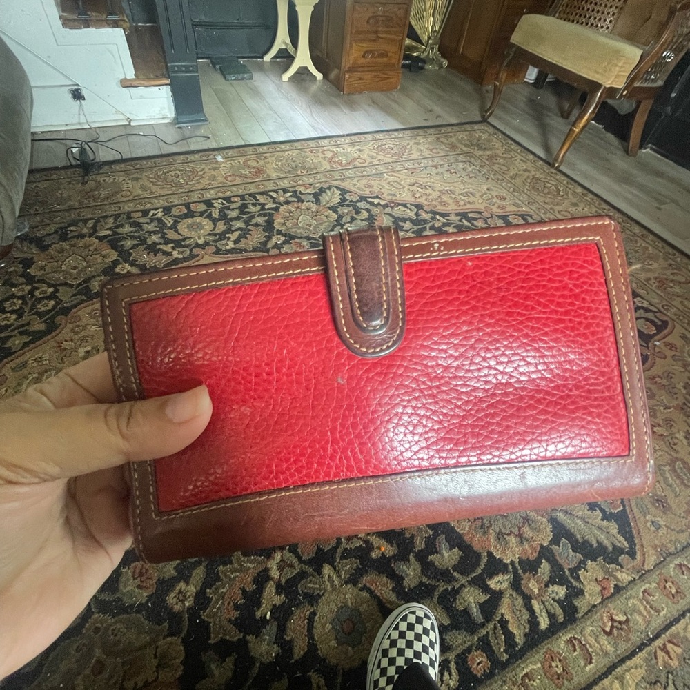Vintage Coach Red and Brown Sheridan Leather Wallet